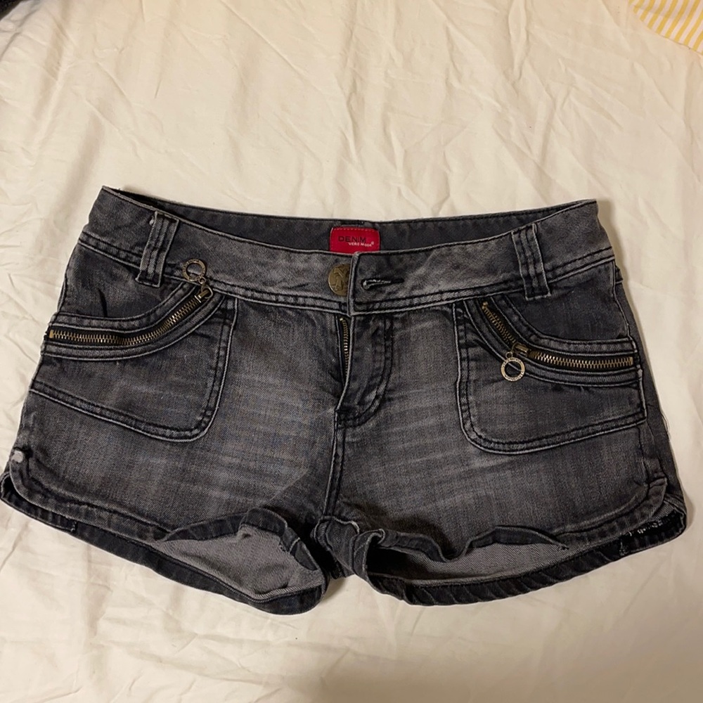 Dark grey denim shorts